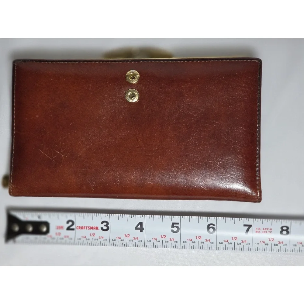Vintage Bosca Women's Brown Leather Wallet Folding w Card ID Window  & Zip Coin